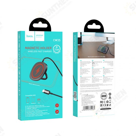 CW35 15W Magnetic Holder PD Fast Charging Wireless Charger for iPhone 12 Series Pro Max for Samsung Huawei Mate40 P50 OnePlus 9 Pro