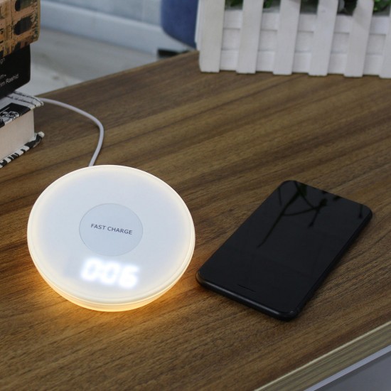 Fast Charger Clock Night Light Wireless Charger For iPhone 8/8P iPhone X Samsung S8