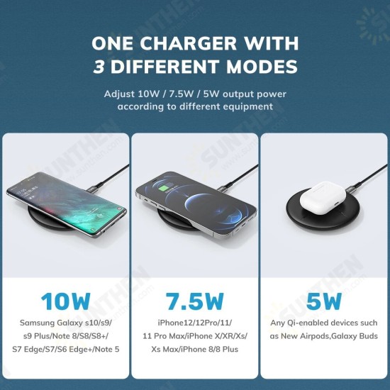 B09W 10W 7.5W 5W Wireless Charger Fast Wireless Charging Pad For Qi-enabled Smart Phones For iPhone 12/11 Samsung Ultra Huawei P40 Pro Mi10