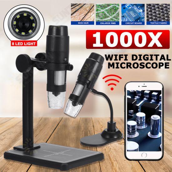 1000X 8 LED WIFI Handheld Portable Digital Electronic Repair Optical Microscopes Bracket Support Phones/ Tablets