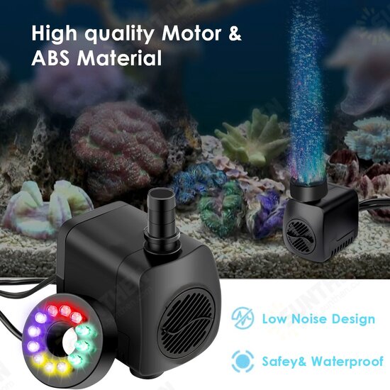 15W 110v/220v Submersible Water Pumps With 12 PCS LED Lights For Aquarium Fish Tank Garden Pond Statuary Outdoor Fountain Pump 800L/H