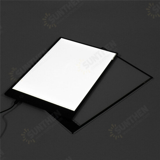 2 in 1 A4 Size Stepless Dimming Lighting Adjusted USB LED Illuminated Tracing Light Box Drawing Board Pad Table + Board Cover with Scale