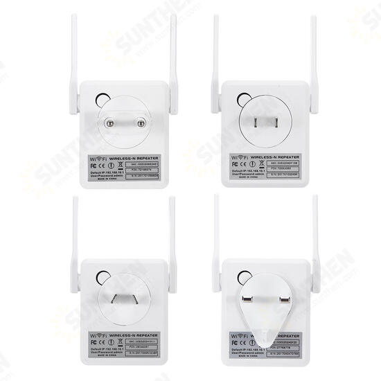 300Mbps 802.11n Wireless Wifi Extender Repeater 2.4G AP Router Dual Antenna Signal Booster Extender Amplifier US/EU/UK/AU Plug