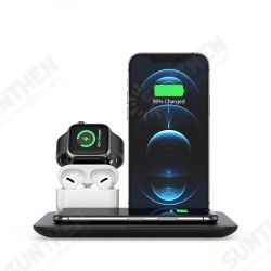 4-IN-1 15W Qi Fast Wireless Charger Charging Pad Stand Dock Mobile Phone Holder Stand for iPhone iWatch Airpods 4-IN-1 15W Qi Fast Wireless Charger Charging Pad Stand Dock Mobile Phone Holder Stand for iPhone iWatch Airpods