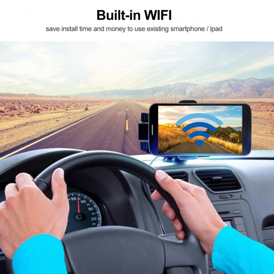 720P HD Recording American License Plate Frame IP69 Waterproof Digital Signal WiFi Wireless Reversing Backup Camera Compatible with iOS/ Android