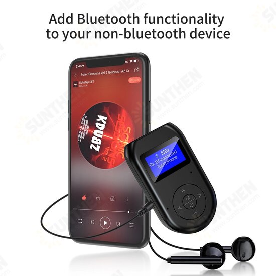 2 In 1 LCD Display bluetooth Adapter Transmitter Receiver Wireless 3.5mm bluetooth Transmitter Receiver for iPhone 12/12Pro/mini/Pro Max