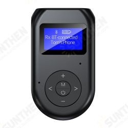 2 in 1 LCD Display bluetooth 5.0 HD 3.5mm Audio Receiver Transmitter Handsfree Adapter for Mobile Phone / Tablet PC / Wired Speaker / Non-bluetooth Feature Phone
