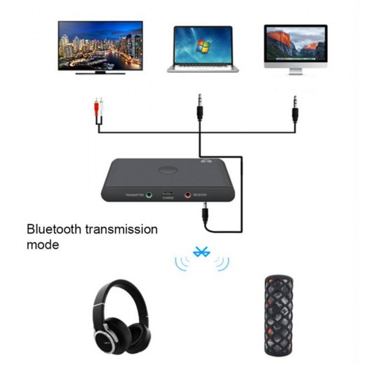 2-in-1 Wireless bluetooth 5.0 Transmitter Receiver USB 3.5mm Stereo Jack Adapter For Speaker Laptop