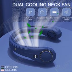 4000mAh LCD Screen Display Small Fan Hanging Neck Outdoor Sports Portable Digital Display Leafless Fan