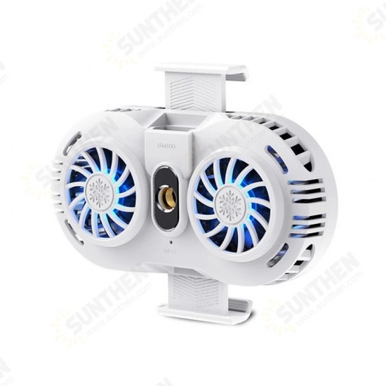 AH102 Mobile Phone Cooler Semiconductor Radiator Cooling Fan Mute Stretchable Holder Bracket Double Fan