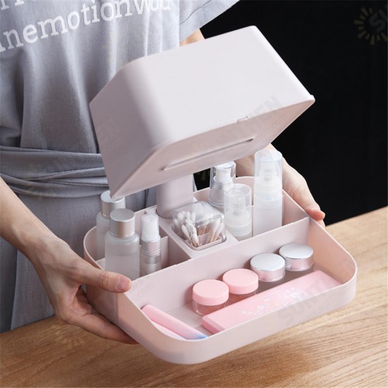 Dressing Box Desktop Large Capacity Drawer Integrated Skin Care Lipstick Makeup Remote Control Tissue Organizer Box Storage Baskets