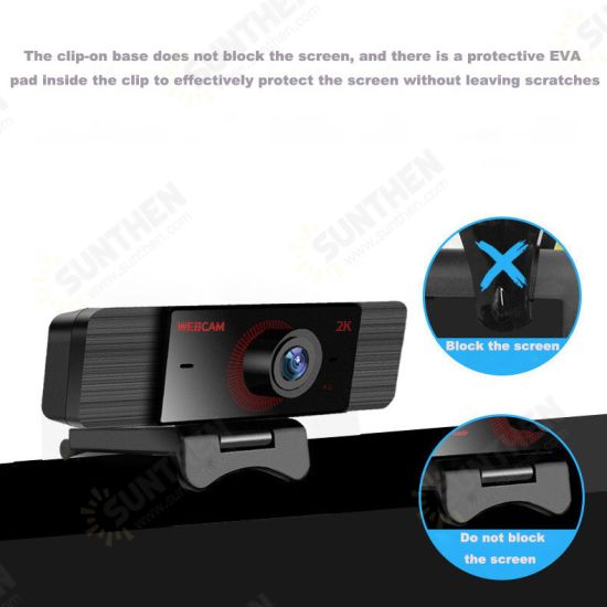 K04 2K HD USB Webcam Conference Live Computer Camera Built-in Noise Reduction Mic for Desktop Laptops PC