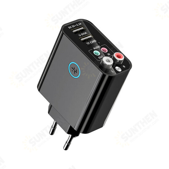 K16 bluetooth V5.0 Audio Transmitter Receiver 2RCA Aux Wireless Audio Adapter Support TF Card & USB Flash Drive App Remote Control USB Wall Charger