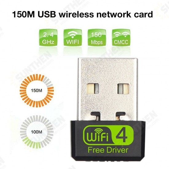 Mini 150Mbps Network Card Driver USB WiFi Signal Receiver Adapter For Desktop Laptop PC