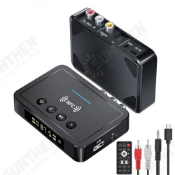 OLED Display NFC-enabled bluetooth V5.0 Audio Transmitter Receiver Wireless 3.5mm Aux / 2RCA / Optical Audio Adapter / FM Transmittter Support USB Disk TF Card