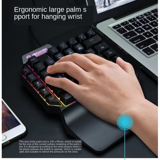 One-Handed Wired Colorful Mini Gaming Keyboard Gamepad for Mobile Game