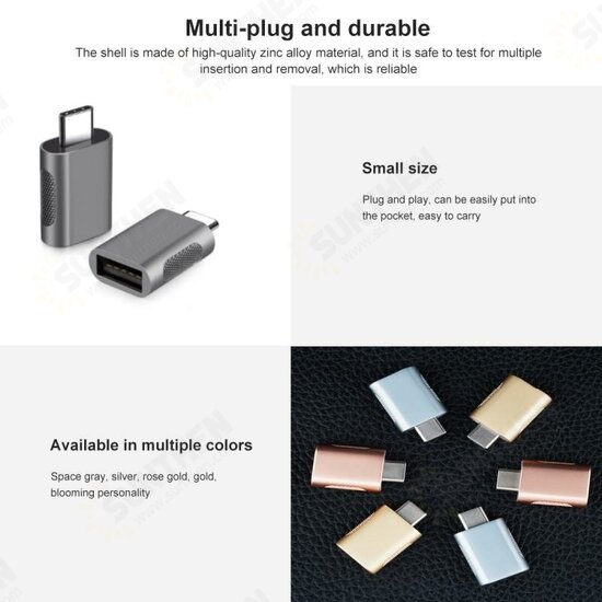 Type-C to USB OTG Adapter 5Gbps High-Speed File Transfer USB C Male to USB 3.0 Female Converter Connector for Mobile Phone Laptop