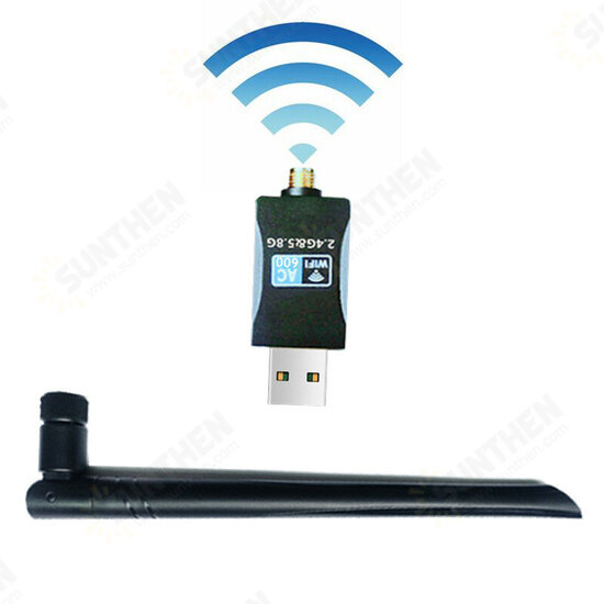 Wireless Network Adapter 600Mbps USB Wifi Adapter Dual Band 2.4Ghz 5Ghz Wifi Antenna Dongle LAN Adapter For Windows Laptop PC