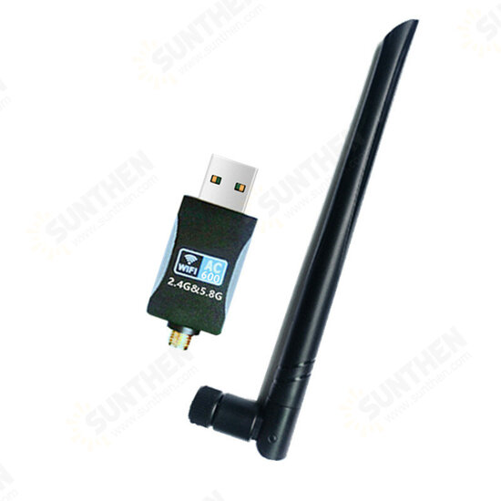 Wireless Network Adapter 600Mbps USB Wifi Adapter Dual Band 2.4Ghz 5Ghz Wifi Antenna Dongle LAN Adapter For Windows Laptop PC