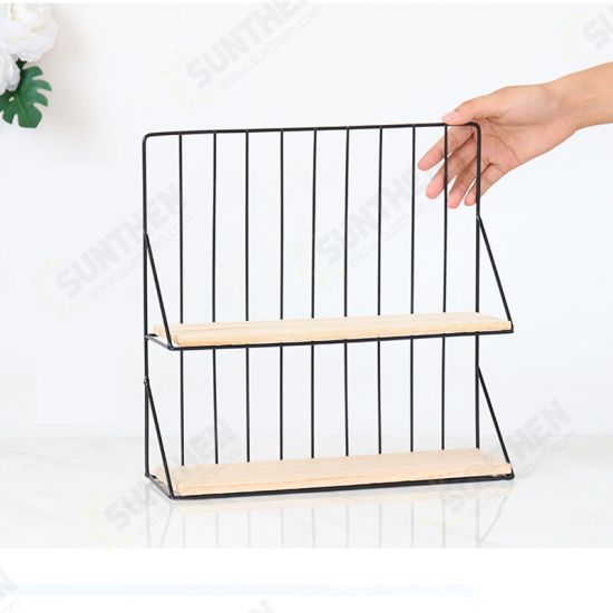 Wrought Rron Double Wall Rack Holder Creative Desktop Storage Organizer