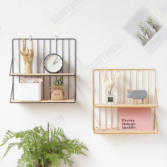 Wrought Rron Double Wall Rack Holder Creative Desktop Storage Organizer