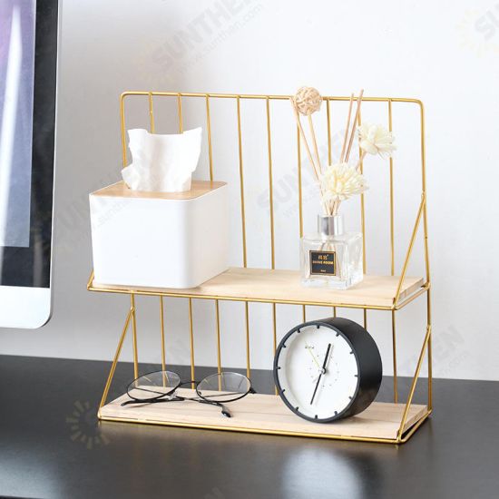 Wrought Rron Double Wall Rack Holder Creative Desktop Storage Organizer