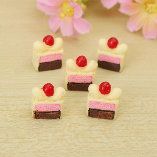 DIY 14x7MM Resin Kawaii Cake Simulation Food Cabochons For Phone Decoration Bun Bag