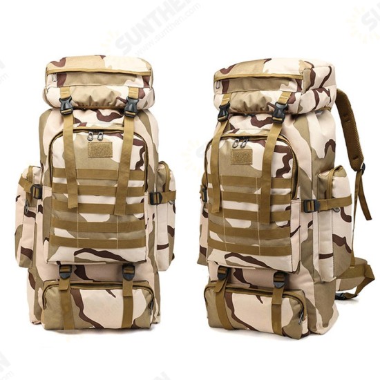 80L Camouflage Nylon Water Proof Oxford Fabric Outdoor Bag Backpack for Climbing Hiking Outdoor