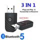 SY319 bluetooth 5.0 Audio Receiver Transmitter Adapter 3 In 1 Mini 3.5mm Jack AUX USB Stereo Music Wireless Adapter for TV Car PC Headphones