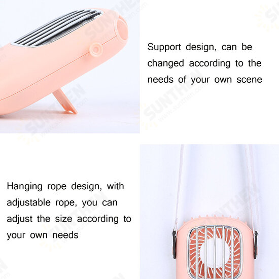 Handheld/ Desktop/ Hanging Neck USB Rechargeable 3-Gear Wind-Speed Mini Pocket Fan