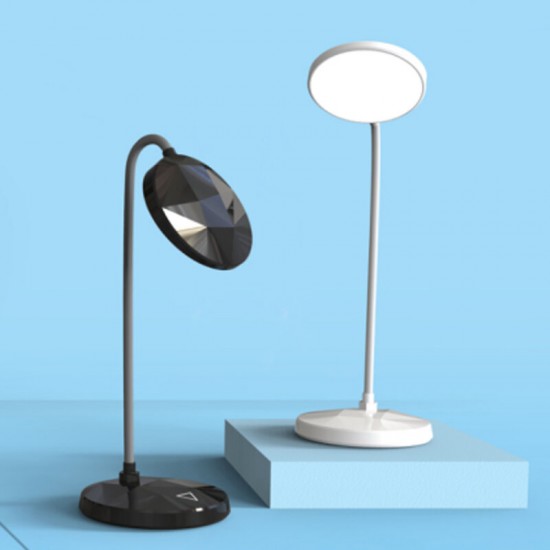 Diamond LED Lamp Battery Touch Flexible Neck Desk Table Eye-protect Study USB Home Bedside Night Reading Light