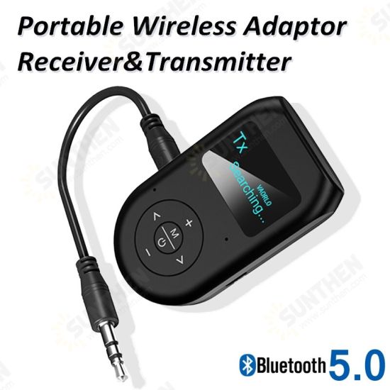 [LCD Display] BT5.0 Audio Receiver Transmitter EDR AUX 3.5MM 3.5 Jack USB Music Stereo Wireless Adapters Dongle For Car TV PC Speaker