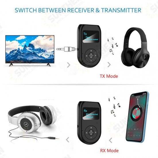 [LCD Display] BT5.0 Audio Receiver Transmitter EDR AUX 3.5MM 3.5 Jack USB Music Stereo Wireless Adapters Dongle For Car TV PC Speaker