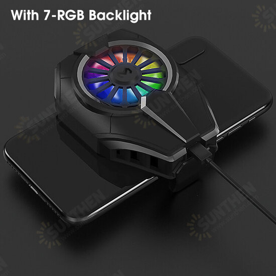 DL06 Universal Mobile Phone Radiator Low Noise with RGB Backlight Shooting PUBG Game Semiconductor Rapid Cooling Fan Gamepad Gaming Cooler for POCO X3 Pro