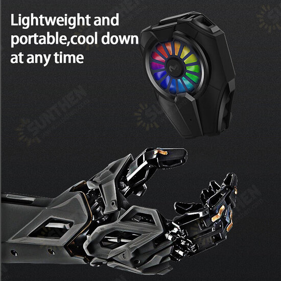 DL06 Universal Mobile Phone Radiator Low Noise with RGB Backlight Shooting PUBG Game Semiconductor Rapid Cooling Fan Gamepad Gaming Cooler for POCO X3 Pro