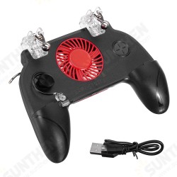 Multifunction Four-Finger Low Noise Moible Phone Shooting PUBG Game Gaming Controller Joystick Trigger Gamepad Cooler for 4.7-6.0 inch Phones
