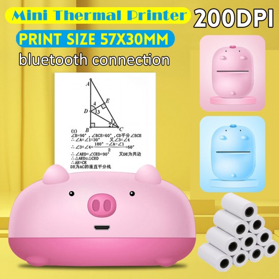 Portable 57MM Mini Cute Thermal / Inkless Printer bluetooth Printing APP Control
