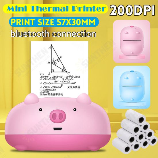 Portable 57MM Mini Cute Thermal / Inkless Printer bluetooth Printing APP Control