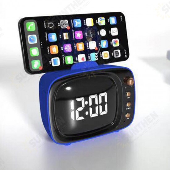 Portable Retro Speaker TV Design Mobile Phone Holder Stand bluetooth Alarm Clock