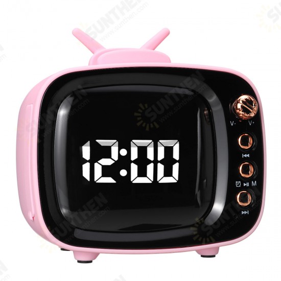 Portable Retro Speaker TV Design Mobile Phone Holder Stand bluetooth Alarm Clock
