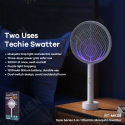 RT-MK05 2-In-1 3000V Mosquito Swatter Killer Racket USB Rechargeable Anti Mosquito Repellent Trap Electric Insect Fly Bug Swatter RT-MK05 2-In-1 3000V Mosquito Swatter Killer Racket USB Rechargeable Anti Mosquito Repellent Trap Electric Insect Fly Bug Swatter