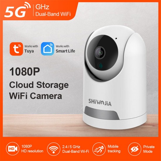 Wifi Smart Wireless Camera 1080P HD With Private Mode / AI Auto Tracking / Two-way Audio / IR Night Vision / PTZ Rotation /TF Card & Cloud Storage Surveillance Camera
