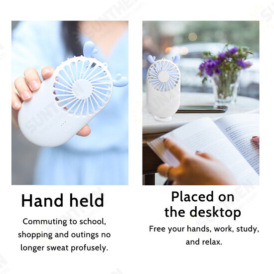 Summer Portable Handheld/ Desktop USB Rechargeable 3-Gear Wind-Speed Mini Pocket Fan