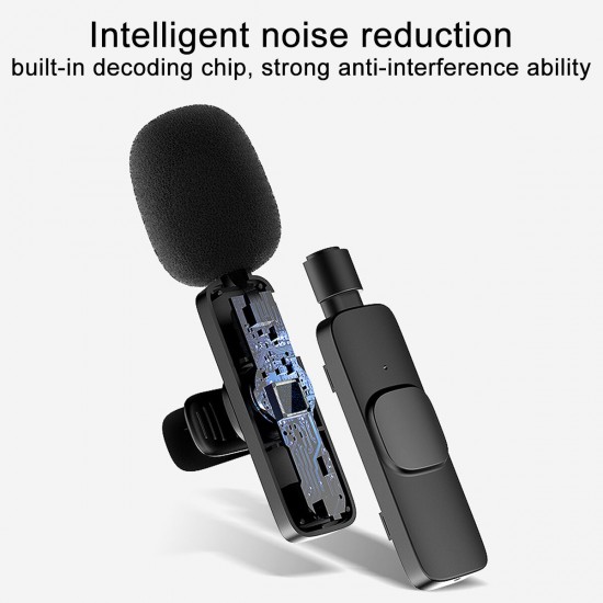 Type-C/ IOS Interface Wireless Lavalier Microphone Clip-on Lapel Mic For iPhone Audio Video Recording