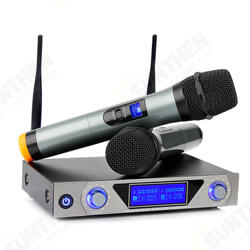 UHF Wireless Microphone System Dual Handheld Karaoke Microphone with 2 Handheld Mics for Home KTV UHF Wireless Microphone System Dual Handheld Karaoke Microphone with 2 Handheld Mics for Home KTV