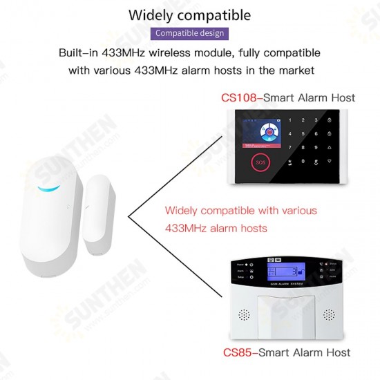 WIFI/433MHZ Window Door Sensor Door Open/ Closed Smart Security Detectors APP Home Alarm