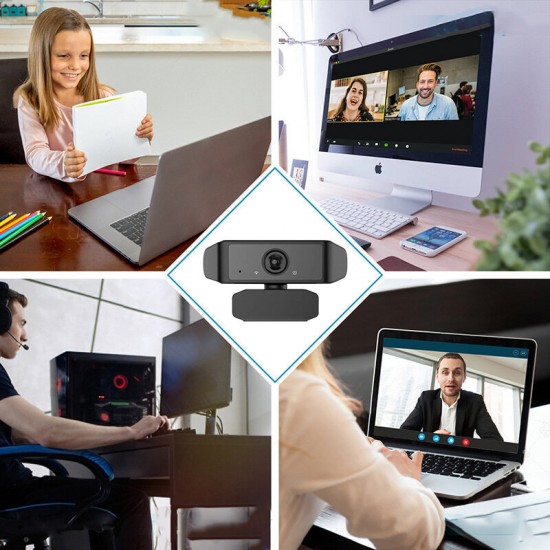 WNK-Z01 HD 1080P USB Webcam 78° Wide Angle Auto Focus Built-in Dual Mics Smart Web Cam YouTube Video Recording Conferencing Meeting Camera for Macbook Computer