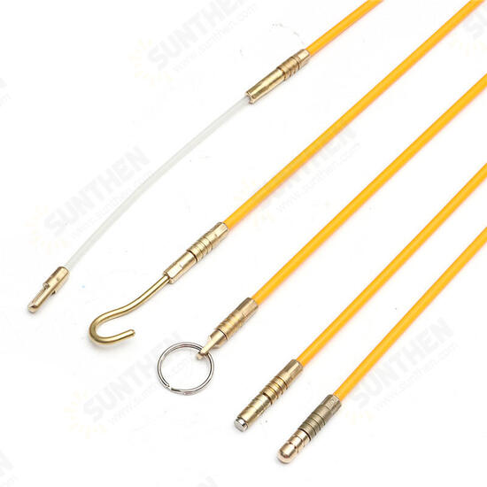 15Pcs 30FT Fiberglass Running Cable Wire Kit Coaxial Electrical Cable Installing Rods Tool