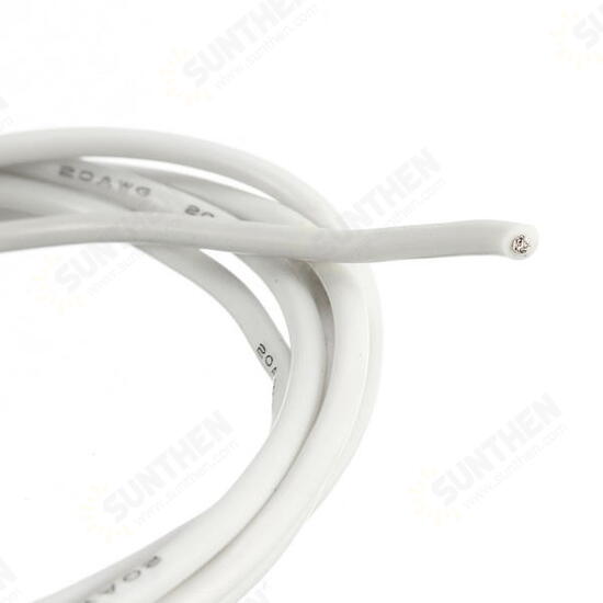 20AWG Flexible Silicone Wire Cable Soft High Temperature Tinned Copper White 1/3/5/10M