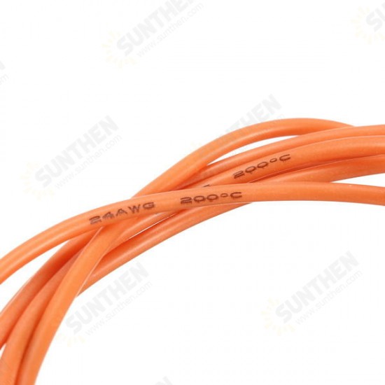 24AWG Flexible Silicone Wire Cable Soft High Temperature Tinned Copper Orange 1/3/5/10M